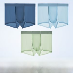 Miiow | Mens Ice Silk Ultra-Thin Quick-Dry Boxer Shorts Pure Cotton Crotch Briefs Comfortable Breathable Underwear for Youth