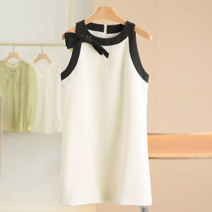 Váy Vest Không Tay Màu Khối Phong Cách Hàn Quốc Mùa Hè Mới Váy Nữ Thương Hiệu 182 Váy Midi Cổ Tròn Không Tay