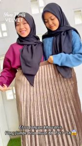 Rok Plisket Jumbo Velvet Bludru Muslimah - By Syalna