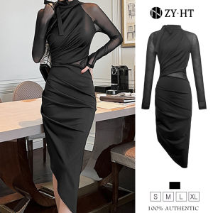 HT EraVogue เดรสผู้หญิง เดรสเซ็กซี่ เดรสรัดรูป เดรสไปงานแต่ง เดรสเกาหลี เดรสสีดำ เดรสแขนยาว เดรสเดรสออกงาน 5576