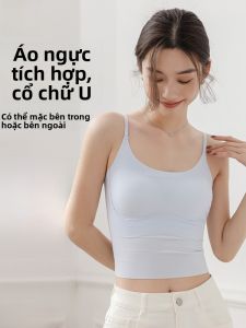 MiiOW | Áo ba lỗ không dây màu trắng cho nữ mùa hè 2025 Áo ngực có đệm che chắn mỡ thừa ngực cổ chữ U lưng đẹp Áo lót gợi cảm