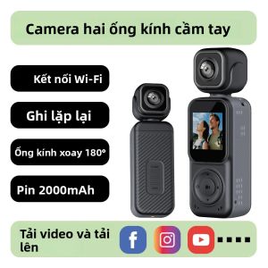 Camera Hành Động Bỏ Túi MINI Vlog 4K WIFI Quay Phim Thể Thao Ngoài Trời UHD Chống Rung Camera Đeo Thân Thiết Bị Ghi Hình Di Động 180 Độ ° Có Thể Xoay