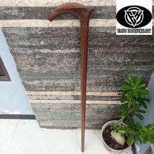 Tongkat jalan kayu kelor Jawa motif pipih