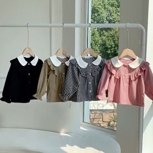 Aó Somi Caro bé Gái Cổ Bèo Trắng Phong Cách Hàn Quốc dễ thương