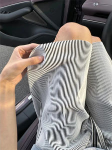 Quick Dry Sport Shorts Mens Summer Running Ice Silk Thin Casual Five-Quarter Length Striped American Style Loose Fit Youth Trend