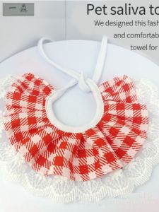 Lace Trimmed Pet Triangle Towel for Dogs and Cats Loose Fitting Bandana Style Mouthwater Towel Pet Supplies