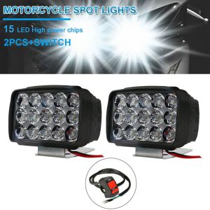 Đèn Pha Siêu Sáng 15LED 12V-24V 30W Đèn Trợ Sáng Cho Xe Máy Xe Cơ Giới Chống Nước