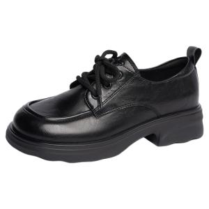Josiny | Loafer Shoes Thick Sole British Style School Look Black