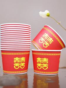 Bát Giấy Đỏ Cưới Tròn Dùng Một Lần Cỡ Vừa Tiệc Sinh Nhật Tiệc Cưới Gia Đình Hộp Đựng Thức Ăn Dùng Một Lần
