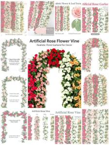 1pcs New Artificial Roses Flowers Rattan String Vine with Green Leaves For Home Wedding Garden Decoration