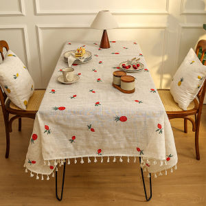 Vải Trải Bàn Tròn Phong Cách Nhật Bản Thêu Hoa Họa Tiết Nông Trại Tươi Mới Vải Trải Bàn Trà Hình Chữ Nhật Dùng Trong Gia Đình