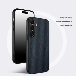 Ốp Lưng Điện Thoại Bằng Sợi Carbon Màu Trơn Cao Cấp Cho Samsung Galaxy S25FE Hỗ Trợ Sạc Không Dây Từ Tính Magsafe Chống Vân Tay