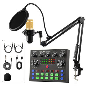 Bộ Thiết Bị Podcast Với Bộ Đổi Giọng Micro Tụ Điện BM800 Và Máy Trộn Âm Thanh Để Thu Âm Phát Sóng Trực Tiếp Hát Karaoke