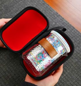 ชุดชาเคลื่อนที่เคลือบอีนาเมล ชุดชาดื่มบนรถ ชุดกระติกน้ำสำหรับต้อนรับแขก กระติกน้ำสำหรับทำชาในกลางแจ้ง อเนกประสงค์