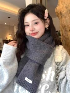 100% Wool Scarf Womens Winter Versatile High-End Knitted Thick Warm Neck Warmer Soft Comfortable Double-Sided Rectangle Shape