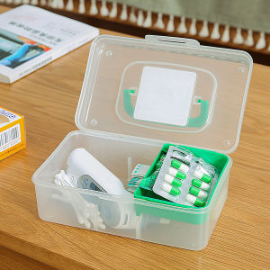 Mini Portable Plastic First Aid Kit Medicine Storage Box Home Use Small Drug Box Compact Medical Supply Storage Container