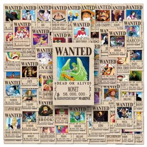 Bandai | 50/100PCS One Piece Wanted Bounty Stickers - Waterproof Vinyl Anime Decals for Laptop Water Bottle Phone Case Luggage DIY Graffi