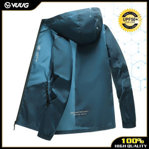 VUUG Mens long sleeved sunscreen coat UV resistant jacket fishing hooded thin jacket for men and women