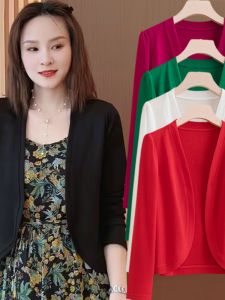 Knitting Cardigan Outwear Female Short Autumn and Winter Small Plus Size Versatile Loose Long Sleeves Pure Color Sweater Outer Wear Spring & Fall