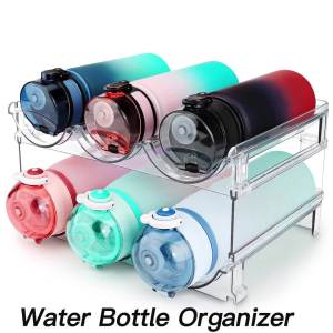 Water Bottle Organizer for Cabinet Water Bottle Storage Organizer 2 Packs Water Bottle Storage Rack Water Bottle Holder for Cabinet Stackable Water Bottle Storage Rack