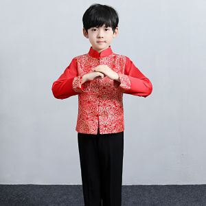 ชุดการแสดงเด็กสไตล์โบราณ ชุดกี่เพ้าชาย ชุดเจ้าหญิง ชุดราตรีสีแดง ชุดการแสดงผู้ดำเนินการปีใหม่ ชุดการแสดงเด็ก ชุดการแสดงเด็ก