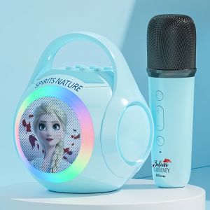 Elsa Princess Bluetooth Speaker Mic Kids Singing Machine Gift Frozen Toy Wireless Soundbox with 5.2 Bluetooth Battery Powered