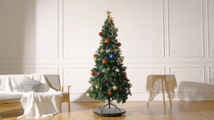 【Happy Time】4/5/6/7ft Artificial Christmas Tree Green Pine Dense Branches with Metal Stand for Home Office Shop Holiday Decoration Indoor Outdoor INS Style Backdrop Photobooth Setup