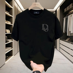 Summer Mens round Neck Pure Cotton Short Sleeve T-Shirt American Style Heavyweight Half Sleeve Loose Simple Letter Body Shirt