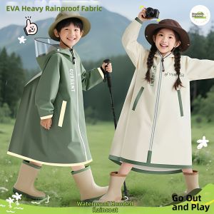 HUAZINIAO | Childrens Raincoat With Backpack Position Double-Sided Hood Zipper Long Waterproof