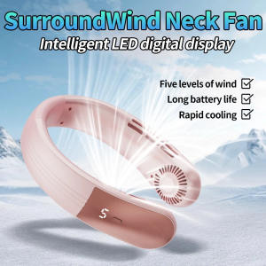 2025 JKUOO Wearable Neck Fan - Portable USB 4 Speeds Silent Cool for Hiking/Beach/Travel - Hot Deal Free Shipping