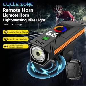 Đèn Pha Xe Đạp Cảm Biến Ánh Sáng Thông Minh Sạc USB Type-C Tích Hợp Điều Khiển Từ Xa Không Dây Và Còi Đảm Bảo An Toàn Khi Đạp Xe
