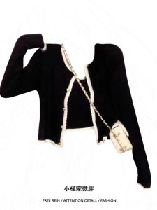 Chic Short Knitted Cardigan And Pants Set for plus Size Women Early Autumn High Waist Commute Style Korean Style Two Piece Set