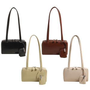 【Fast delivery】 PU Leather Laptop Bag for Women Fashionable Shoulder Bag for Work and Travel in Black Brown and Navy Colors