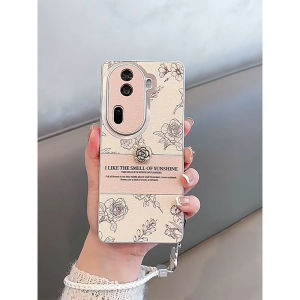 เคส OPPO Reno 11 Pro 5G เคส OPPO Reno 10 Pro Plus สายรัดป้องกันการตกขนาดเล็กแบบฝรั่งเศสมีกลิ่นหอมปกป้องเลนส์กรอบเคสโทรศัพท์โลหะ