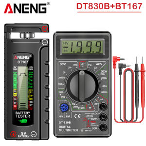 ชุดมัลติมิเตอร์ทดสอบระดับแบตเตอรี่ ANENG รุ่น DT830B 1999 ช่องสัญญาณ พร้อมฟังก์ชันทดสอบ HFE/ไดโอด เครื่องตรวจสอบแบตเตอรี่ BT167 สำหรับช่างไฟฟ้า ใช้ทดสอบงาน DIY