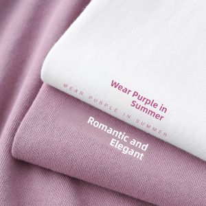 Luxurious Romantic Purplish Grey 300G Pure Cotton round Neck Short Sleeve T-Shirt Relaxed Fit Comfortable Large Size Top