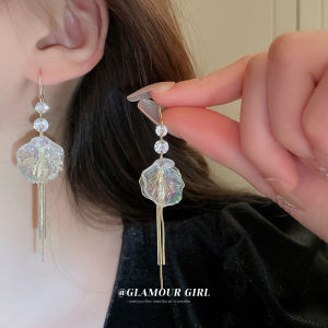 Exquisite Crystal Fringe Earrings Ultra Fairy Tale Chain Design Sensation Ear Hooks Internet Famous High End Feeling Ear Jewelry