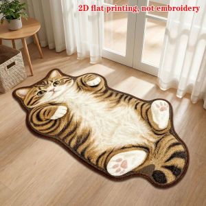 VIKAMA 2D Tabby Cat Doormat Soft Non-Slip Indoor Outdoor Entryway Rug Absorbent Bathroom Doormat Home Decor for Cat Lovers