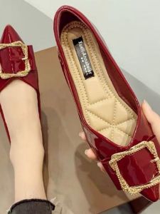 Trendy Pointed Toe Flats Womens Flat Bottom Comfort New Spring & Fall New Arrival Shoes Red Wedding Shoes Easiest for Match Soft Bottom Gommino