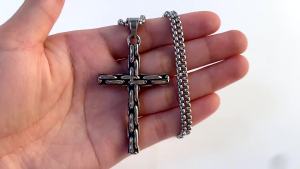 Unique Vintage Creative Cross Pendant Necklaces For Men Stainless Steel Gothic Hip Hop Chained Cross Necklace Biker Jewelry Gift