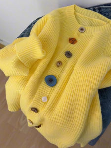 Fashionable Elegant Exclusive Colorful Buttons Knit Sweater Jacket