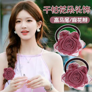 Sweet Rose Hair Ties Womens Hair Bands Twisted Braid Headwear New 2025 High End Hair Rings Fashionable Hair Accessories