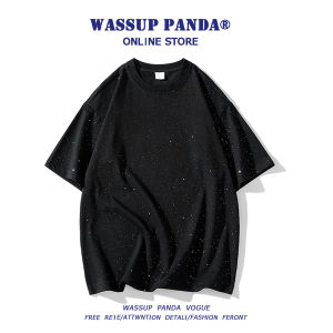 Wassup Panda Mens Ice Silk Loose Fit Short Sleeve T-Shirt Trendy Brand Summer New Arrival Cool Feeling Polyester Fiber