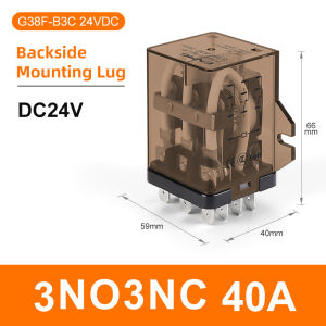 ENMG | ENMG G38F-3C Power Intermediate Relay 40A 3NO 3NC 3PDT 12V 24V DC 220V AC Coil Silver Contacts Arc Resistant Industrial Control