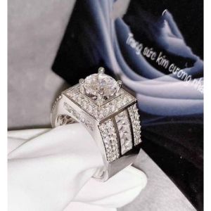 Nhẫn nam xi bạch kim trắng Kami