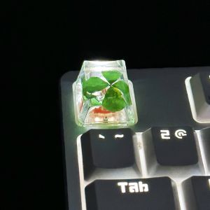 ส่วนบุคคลเรซิ่น DIY Key caps โปร่งแสง Four-leaf Clover เรซิ่น Cross Axis คีย์บอร์ด Keycap Universal อุปกรณ์เสริม