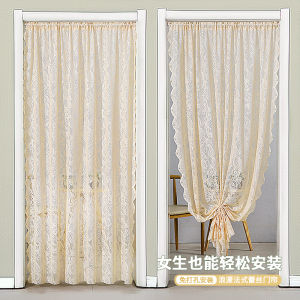 French Style Lace Door Curtain Privacy Mosquito Proof Bedroom Girls Room Partition Curtain Stretch Rod Home Decorative Door Drape
