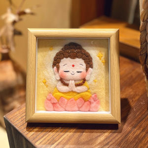 DIY วัสดุสำหรับทำกรอบรูปผ้าบุขนแกะ วัฒนธรรมสร้างสรรค์ สไตล์ชาติพันธุ์ พระพุทธเจ้าเล็กๆ ที่ติดได้ งานฝีมือในบ้าน