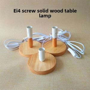 Wooden Lamp Holder E14 Lamp Head Screw Led Table Lamp Base Lamp Bulb Holder with Switch Plug with Wire Lamp Accessories DIY