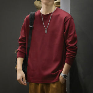 JIANMUJI | Áo Thun Dài Tay Form Rộng Màu Đơn 260g